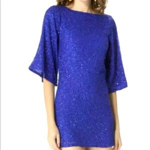 Alice and Olivia Blue Sequin Dress